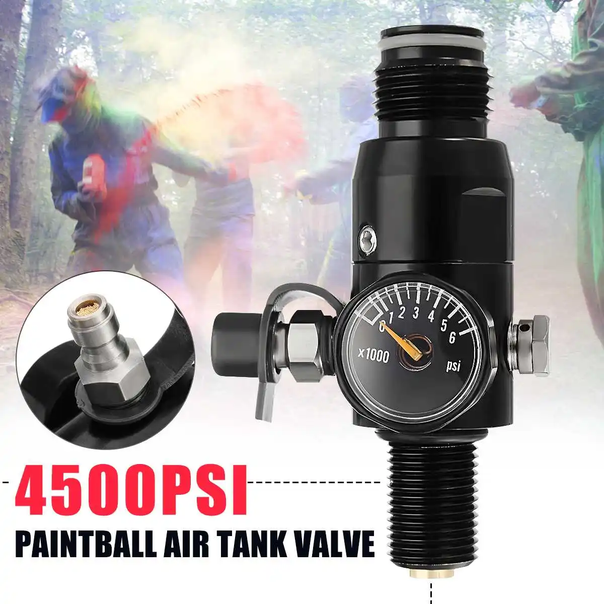 

5/8"-18UNF Thread Paint Valve Ball Regulator Input 4500psi HPA Air Tank Output 1800psi Ball Valve