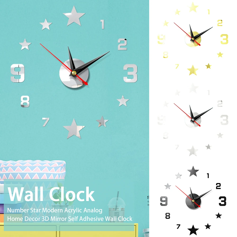 DIY Звездные цифровые настенные часы 3D стикер современный дизайн большие