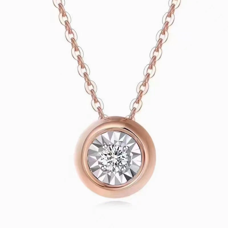 

Чистое ожерелье из розового белого золота 100% 18 карат, милые бриллианты, экономически выгодные, классические, простые украшения для девушки, ...