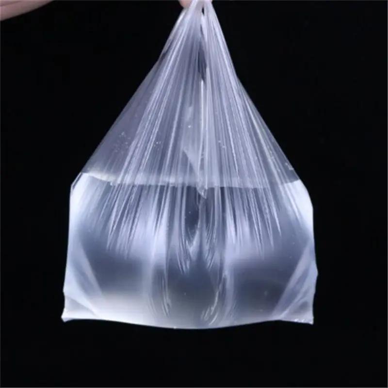 

100Pcs New Plastic Shopping Bag Useful Transparent Shopping Bag Supermarket Plastic Bags With Handle Food Packaging
