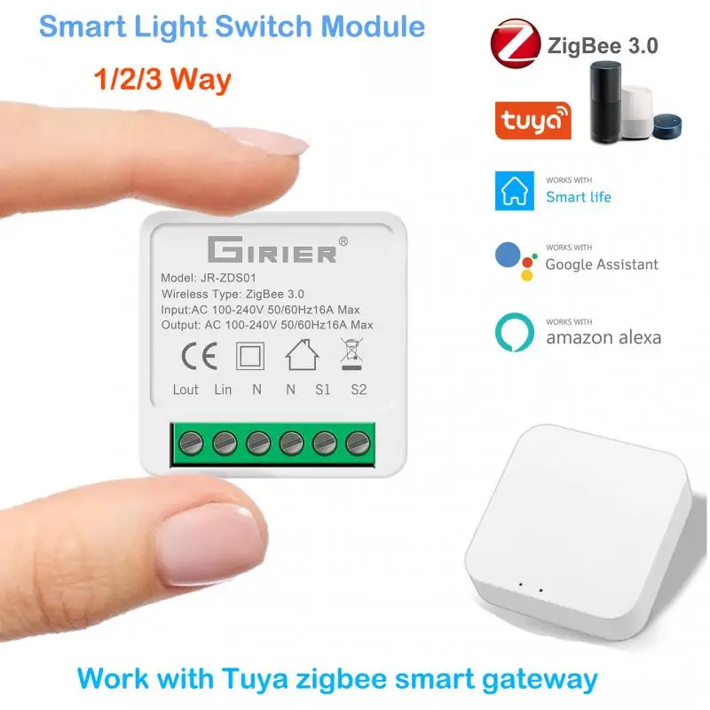 

Умный модуль высветильник еля света Tuya ZigBee 3,0, автоматизация умного дома «сделай сам», мини-выключатель, 1/2/3 способ управления, работает с Alexa...