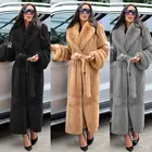 Зимнее черное длинное пальто из искусственного меха с длинным рукавом, черное пальто размера плюс 5XL из искусственного меха норки, пальто для женщин