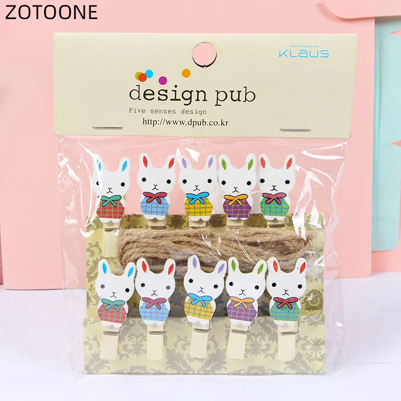 ZOTOONE Пасхальный кролик деревянные фото клипсы 10 шт./лот Сделай Сам мультфильм