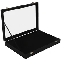 glass lid black 100 slot earring ring jewellery display storage box tray case organizer holder