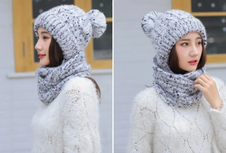 cashmere hat &ampscarf set women winter suit colorful dot warm beanie High Quality Accessories | Аксессуары для одежды