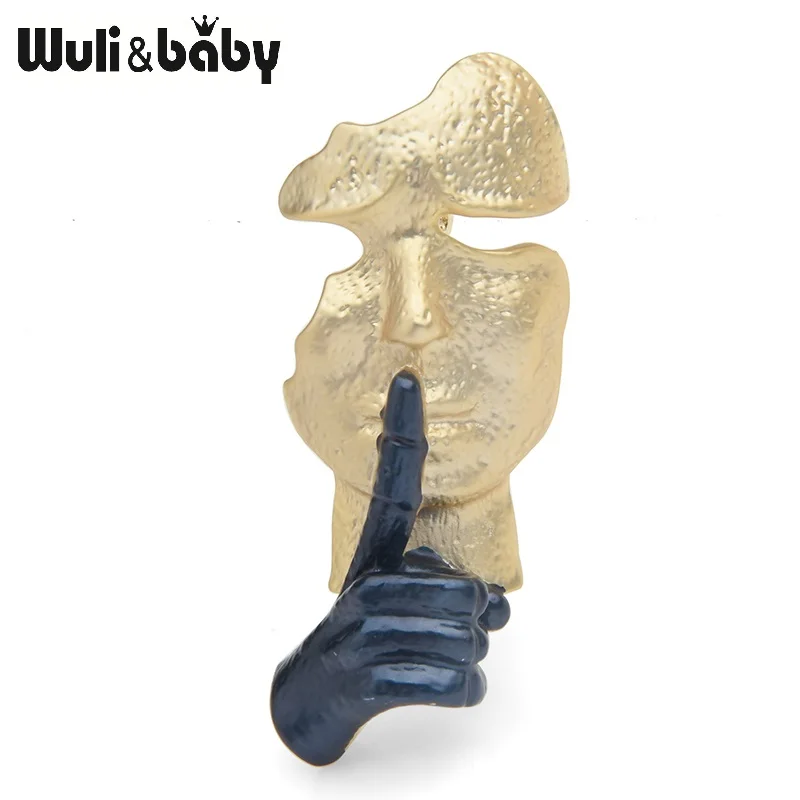 Броши-маски Wuli& baby из голубого золота для женщин и мужчин, брошь из сплава в форме секретной позы, булавки, подарки
