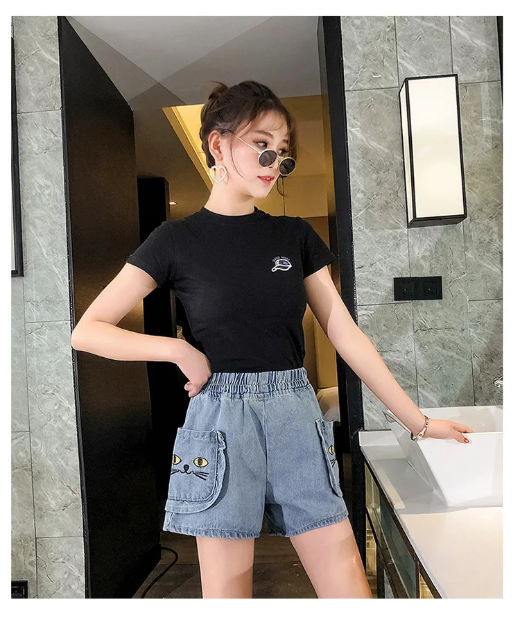 Женские джинсовые шорты широкие брюки большого размера с высокой талией и