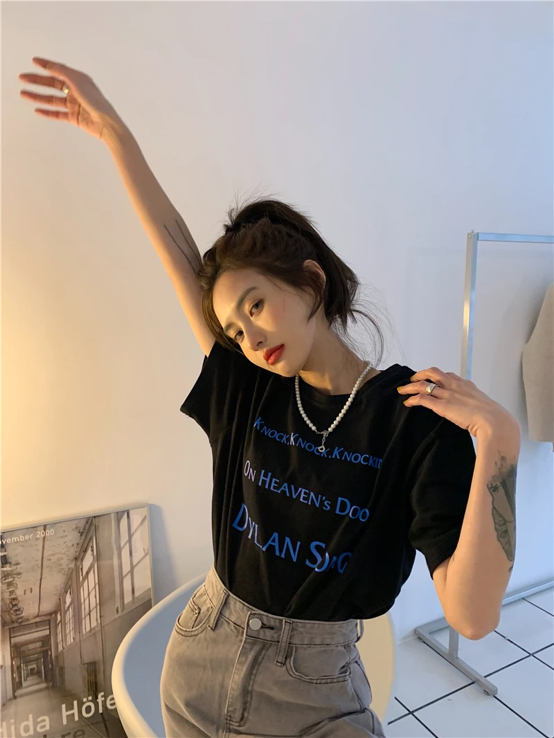 Свободная футболка Ppshd контрастных цветов с буквенным принтом и коротким рукавом