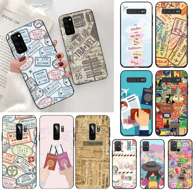 

Hot National city visa Passport stamp Phone Case cover Shell for Samsung S20 plus Ultra S6 S7 edge S8 S9 plus S10 5G lite 2020