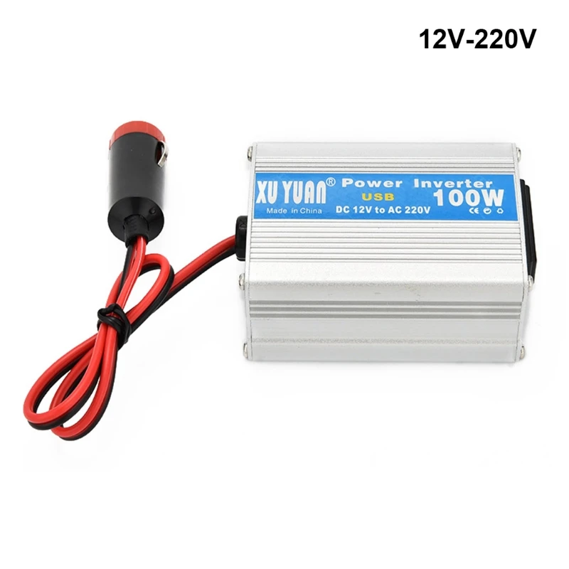 

100W Car and Home Power Inverter DC 12V to AC 220V Power Converter Short Circuit Automatic Protection Auto Laptop Inverter