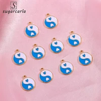 10pcs 1512mm enamel gossip charms gold color alloy tai chi yin yang bagua necklace pendant for diy jewelry crafts accessories