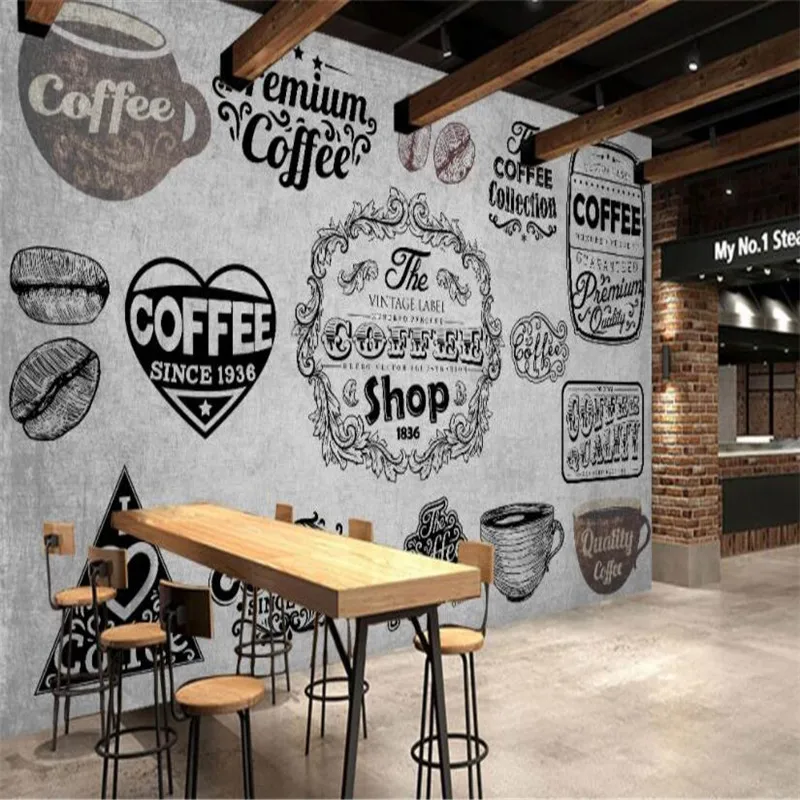 

Европейский ретро промышленный стиль серая цементная стена Кофейня фон настенная бумага фрески кафе De Paris закуска бар настенная 3D Бумага