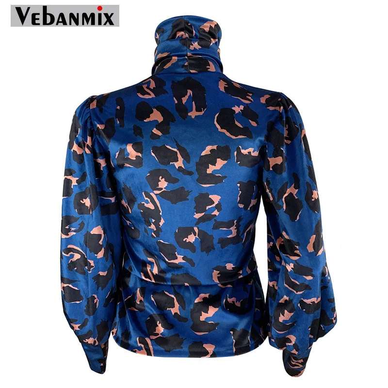 Весенняя женская Элегантная Шелковая атласная блузка с высоким воротником