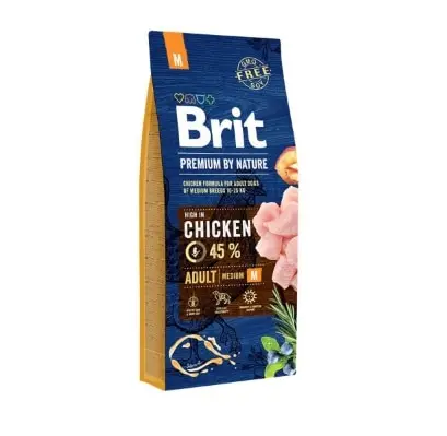 Корм Brit Premium by Nature Adult M для взрослых собак средних пород Курица 15 кг. | Дом и сад