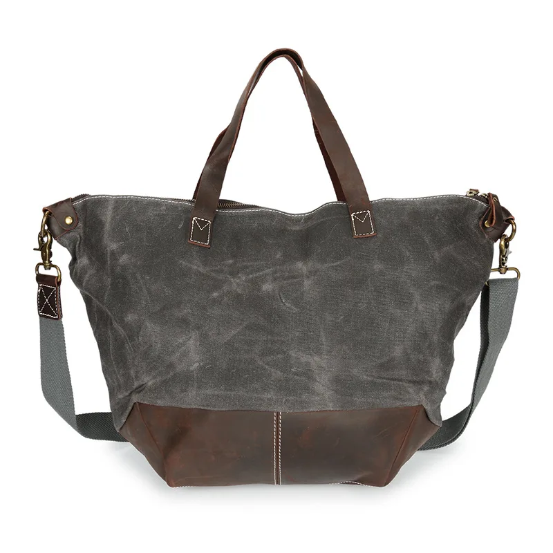 

YourSeason Unisex Retro Canvas With Crazy Horse Leather Handbag Waterproof Shoulder Crossbody Bags 2021 Multifunctional