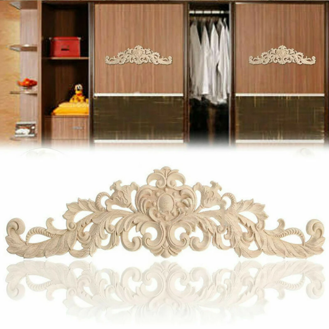 

Vintage Wooden Carved Applique DIY Decor Furniture Unpainted Mouldings Angel Pendant European Figurines Cupboard Doors Decorati