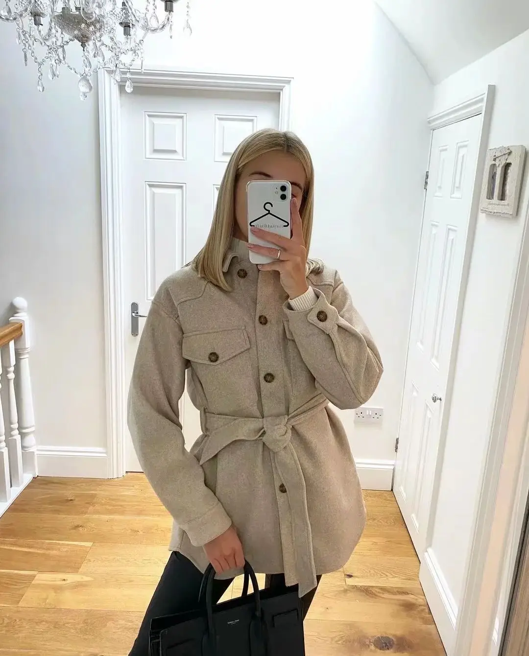 

Autumn/Winter Jacket Long-sleeve Shirt Waist Warm Thick Sanding Casual Fashion High Street British Elegant Beauty Jacket Coat