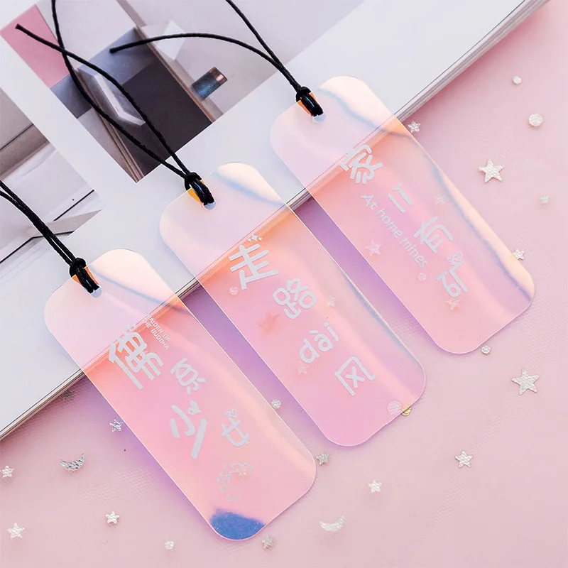 1 шт. лазерные закладки розовые прозрачные ПВХ кавайные для книг бумажные файлы