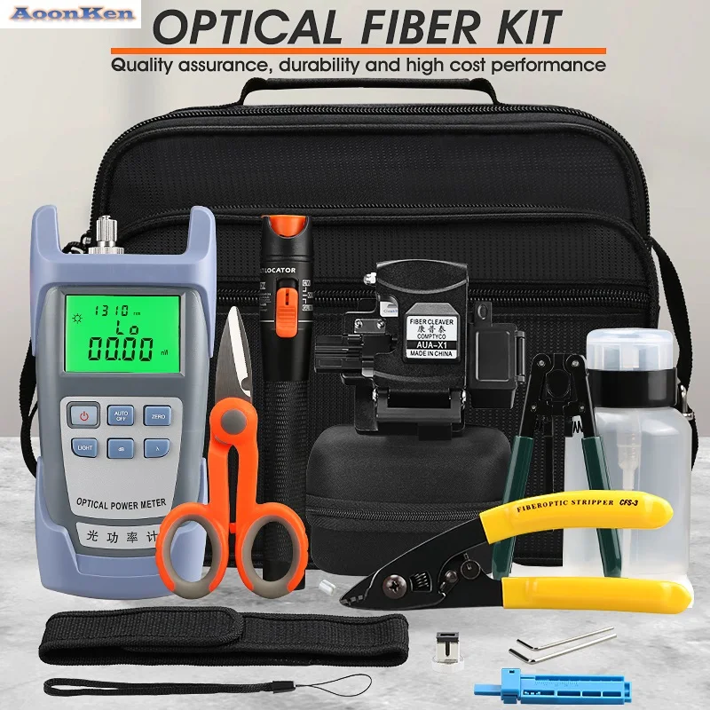 16PCS/set FTTH Fiber Optic Tool Kit with New AUA-X1 Fiber Optical cutter and 5KM Visual Fault Locator Stripper Tool