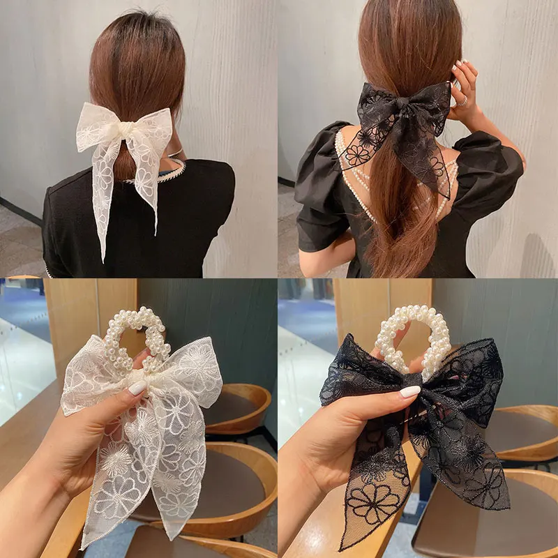 

Small Fresh Super Fairy Ribbon Bow Hair Ring For Women Girls Stitchwork Bow Hair Ring Romantic Hair Ties Hair Accessories