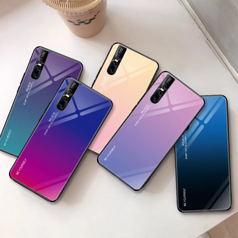 Градиентный чехол из закаленного стекла для телефона X23 Nex A X21 I Q00 Z3 Z3i V11i X27 V15 S1 Y85 V9