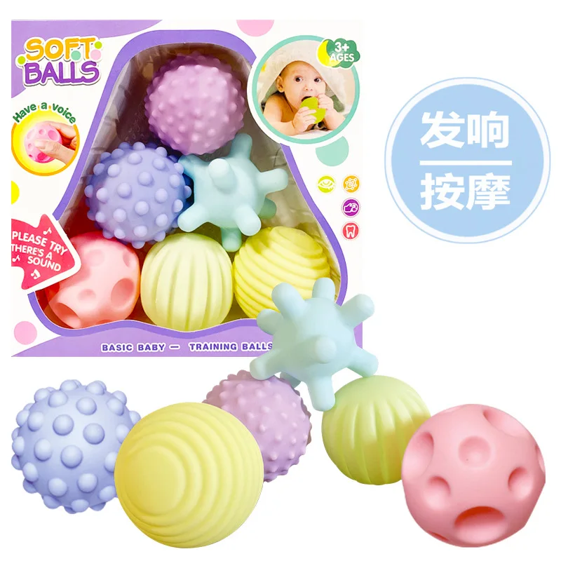 

6PCS Baby Ball Sensory Toys Hands Touch Tactile Toys Soft Massage Ball For Infant Senses Development Baby Toys 0 12 Months