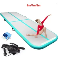 free shipping 6m7m8m inflatable gymnastics airtrack floor tumbling air track for kids adult free electronic pump and tool