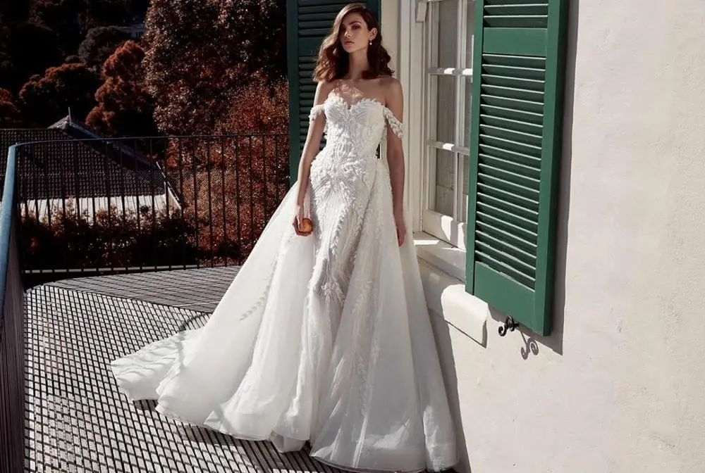 Eslieb свадебное платье-Русалка es Vestido de Noiva со шлейфом 3d цветочное кружевное платье
