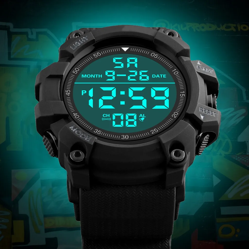 Роскошные мужские цифровые часы, водонепроницаемые светодиодный часы с датой, мужские уличные спортивные часы с силиконовым ремешком, светящиеся наручные часы