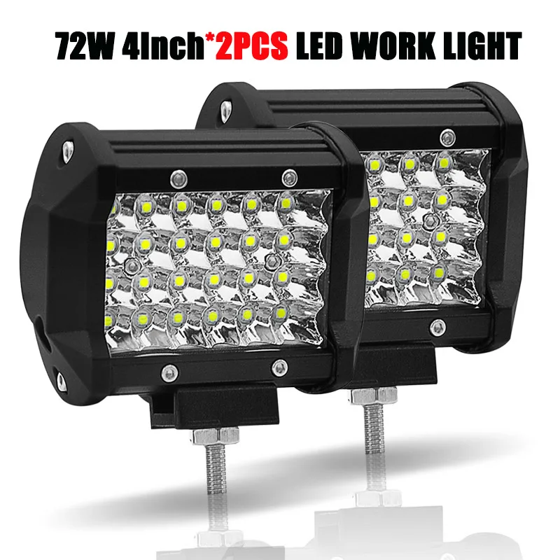 2PCS 72W 4 inch 2 шт. светодиодный брусок для внедорожников 18-240W 4-12 дюймов светодиодный светильник бар светодиодный рабочий Светильник Автомобиля Трактор Лодка 4x4 грузовик внедорожник ATV дальнего света 12V 24V - Цвет: 2PCS 72W 4 inch
