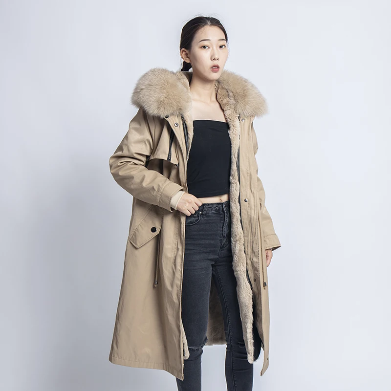 

2020 casacos feminino модная женская одежда зимняя куртка Женское пальто натуральный Лисий мех воротник свободные длинные парки