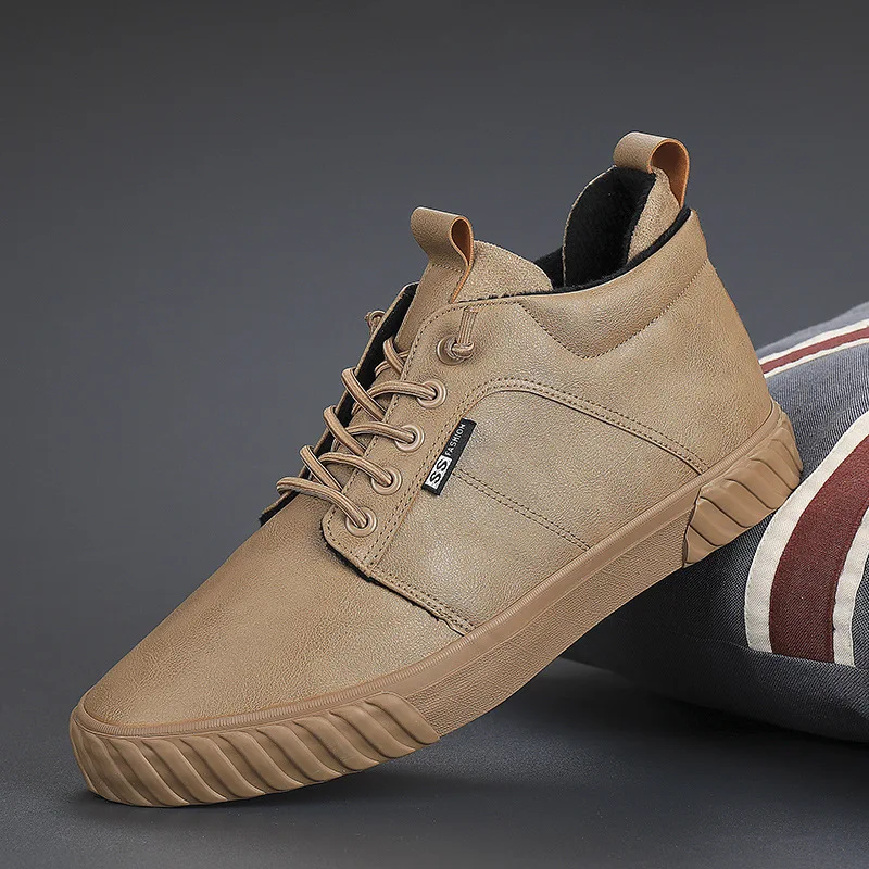 

Модные зимние, сохраняющие тепло, с мехом; Мужские кроссовки 9908 на плоской подошве обувь для мужчин Кожаная обувь для мужчин на шнуровке цве...