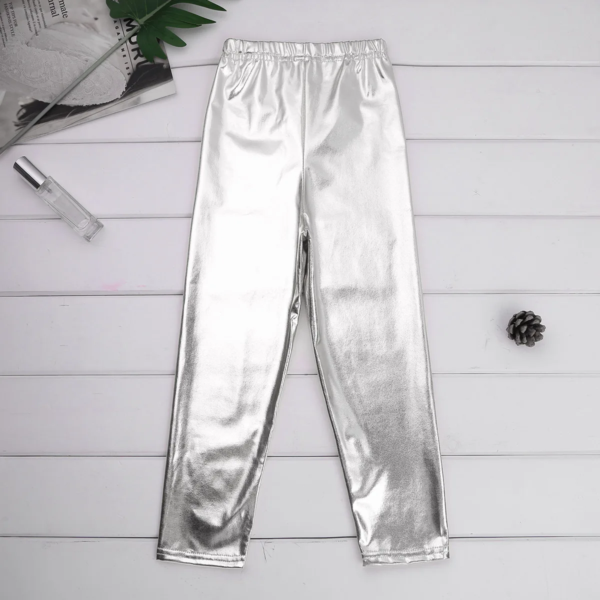 Детские Балетные брюки для девочек блестящие металлические однотонные
