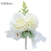 eillyrosia wedding prom corsage ceremony flower brooch wedding boutonnieres groom groomsmen boutonniere flowers 5 colors