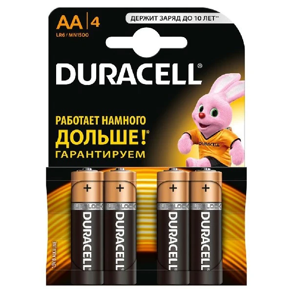Батарейка Duracell LR6/MN 1500 4BL BASIC AA|Перезаряжаемые батареи| |