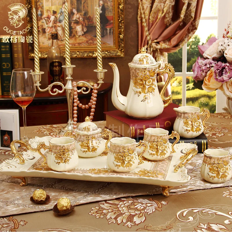 

European Ivory ceramic high grade court tea set coffee set flower tea set tea sets european