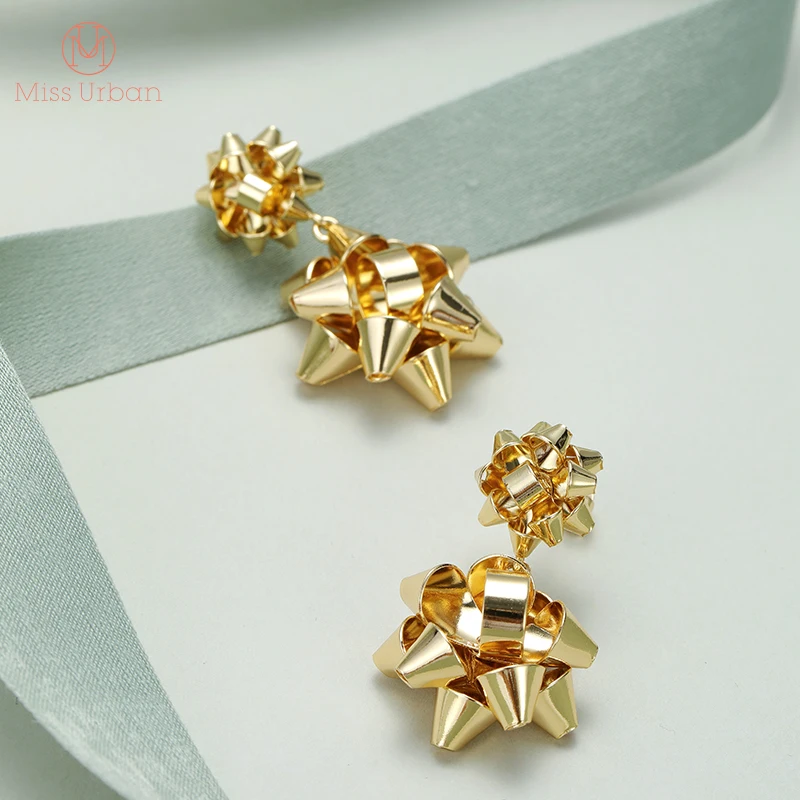 2021 Новые поступления модные золотые серьги-гвоздики с бантом для женщин милые