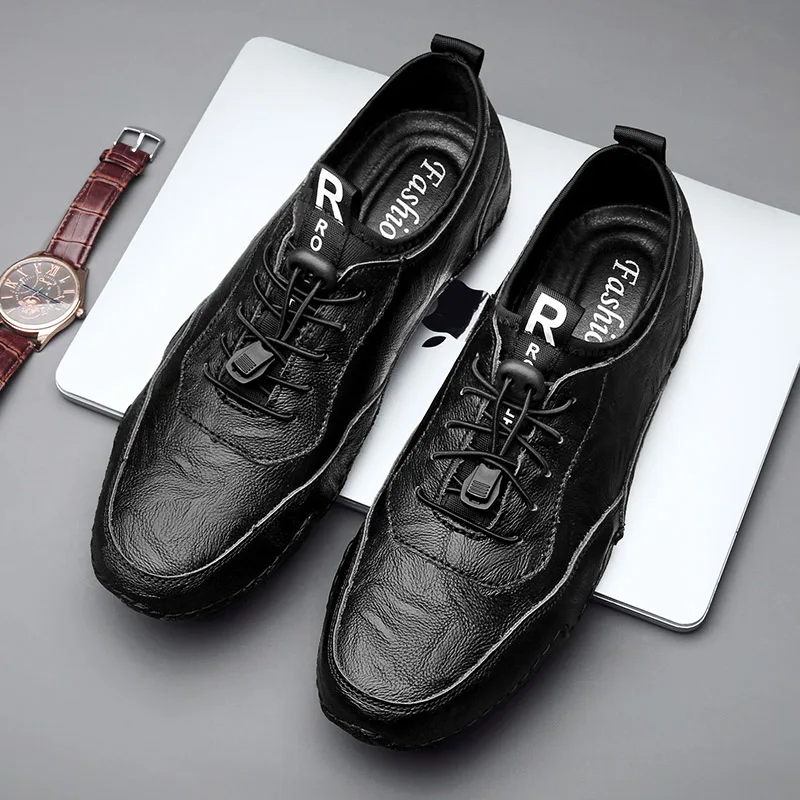 

Кроссовки мужские с круглым носком, Повседневные Дышащие уличные туфли на плоской подошве, модная простая обувь для отдыха и молодежи, весн...