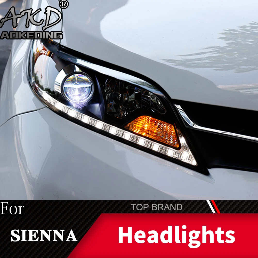 Фара для автомобиля Toyota Sienna 2011- фары Противотуманные фары Дневные ходовые огни DRL H7 светодиодный Биксеноновая лампа автомобильные аксессуары