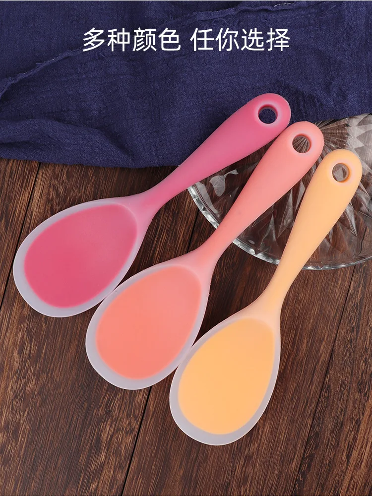 

New Colorful Silicone Spoon Heat Resistant Non-stick Rice Spoons Kitchenware Tableware Learning Spoon Cooking Kitchen Tool