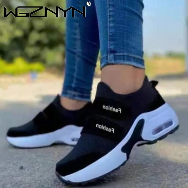 

New Women Fashion Vulcanized Sneakers Platform Solid Color Flats Ladies Shoes Casual Breathable Wedges Ladies Walking Sneakers