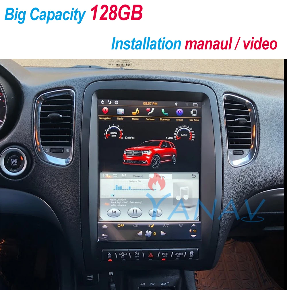 128 ГБ Android автомобильный радиоприемник с навигацией GPS для Dodge Durango 2009-2021 Tesla Head Unit
