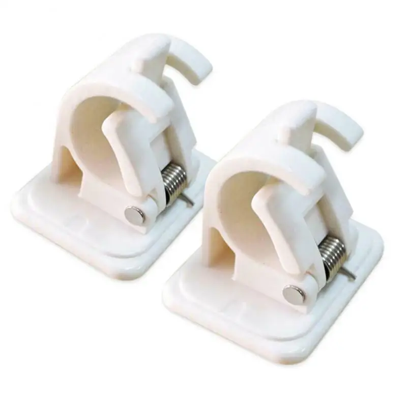 

2 Pcs Hanging Rod Clip Adhesive Wall Curtain Hanging Rod Clamp Hooks Shower Curtain Rod Fixed Clip Hanging Rack Hook
