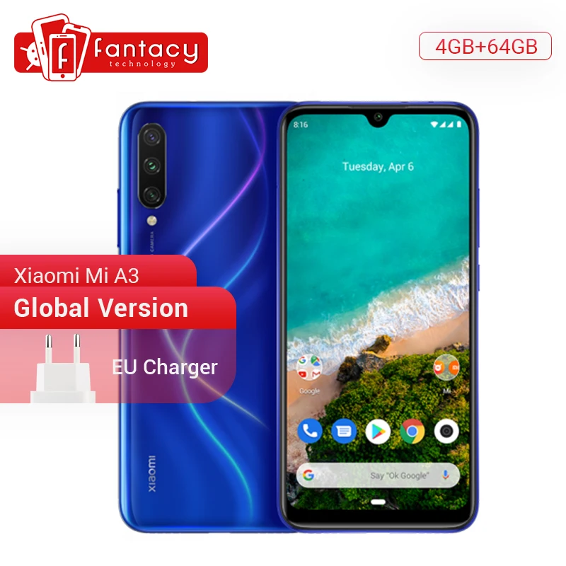 В наличии глобальная версия Xiaomi mi A3 4GB 64GB смартфон 48MP Тройная камера s Snapdragon 665 32MP