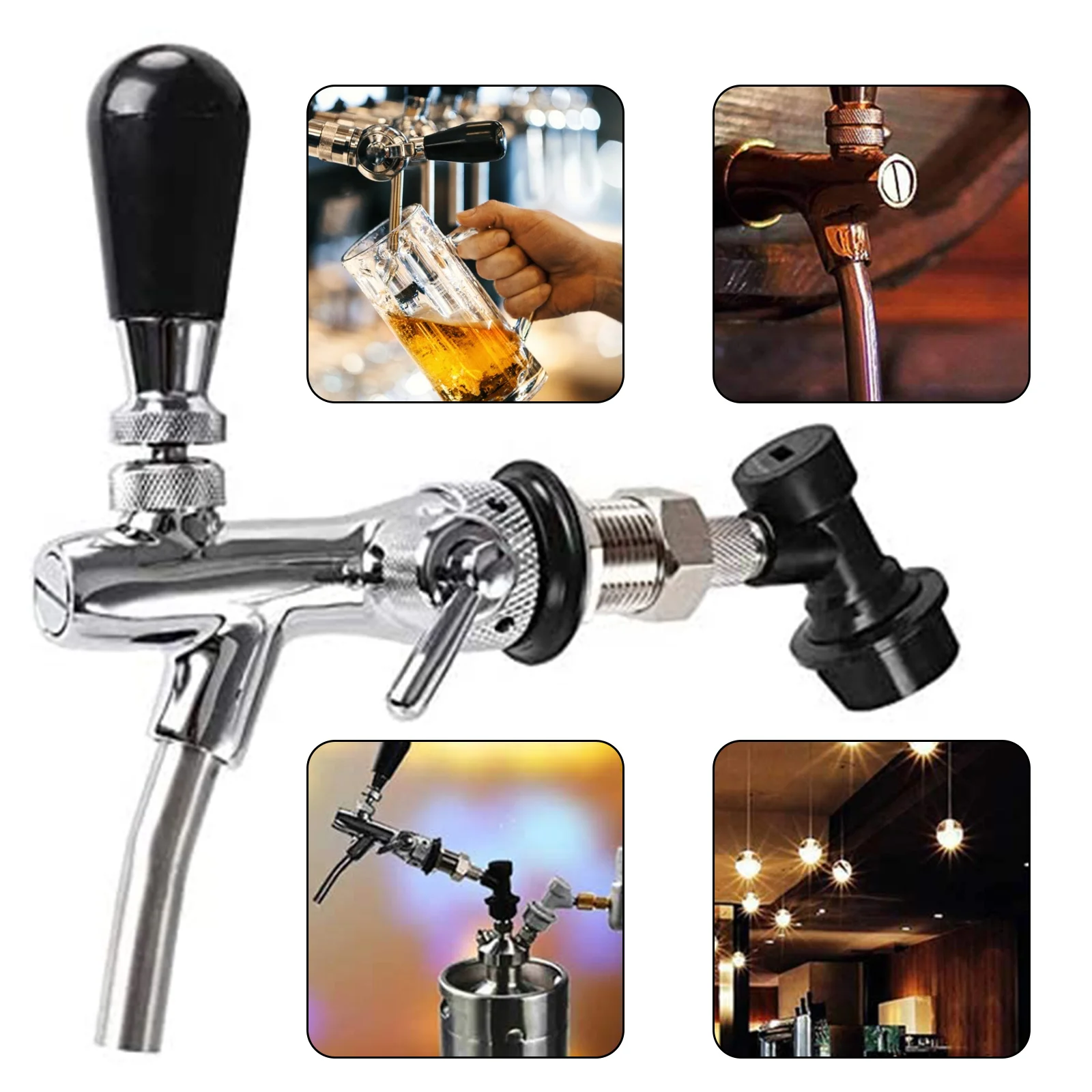 

Adjustable Beer Tap Faucet Stainless Steel Draft Beer Faucet Flow Controller Chrome Plating Shank G5/8 Tap Keg for Kegerator
