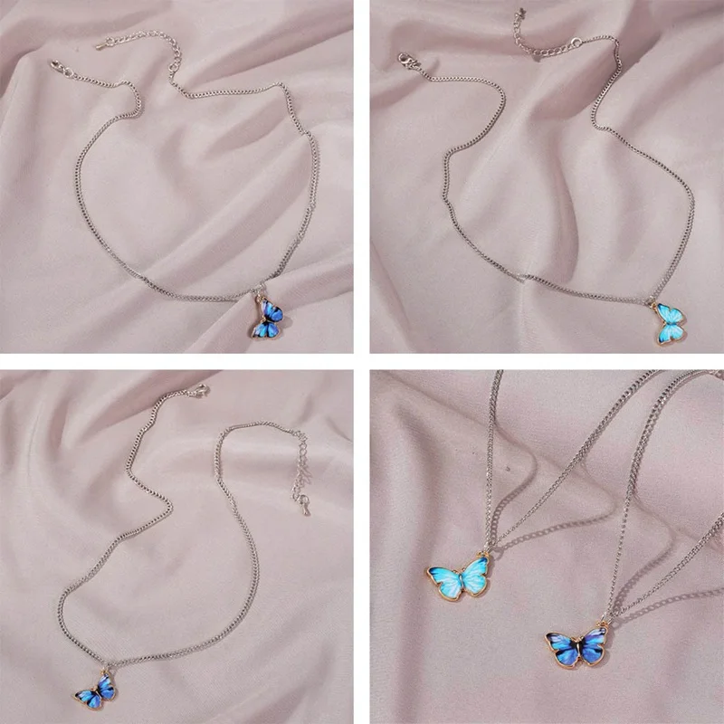 

2021 1PC Cute Butterfly Pendant Necklace For Women Cocktail Party Statement Necklace Style Korean Fashion Necklace Jewelry Gifts