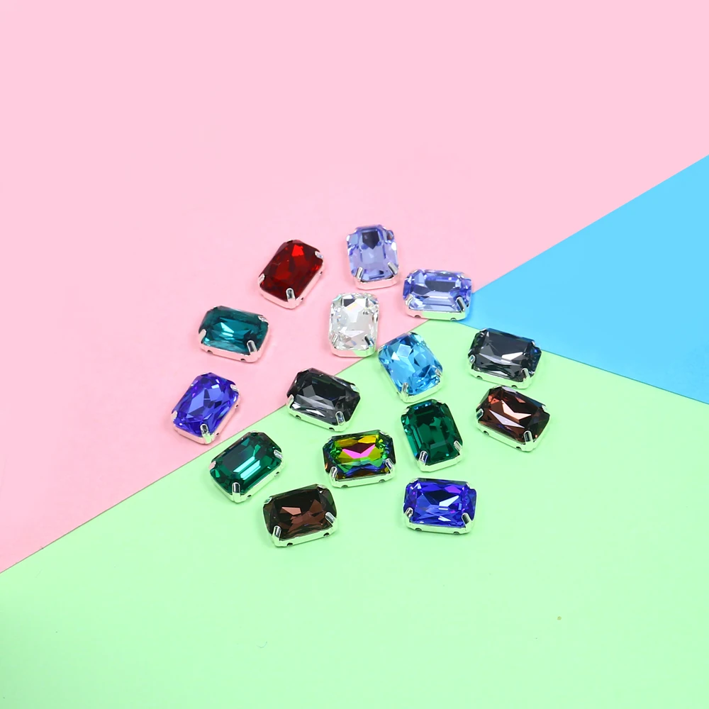 Прямоугольное восьмиугольное стекло с кристаллами настройками когтей швейные