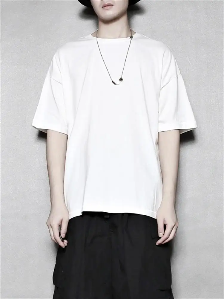 

Men's Simple Short Sleeve T-Shirt Original Reverse Process Design Minimalist Loose Couple Short Sleeve Solid Color T-Shirt
