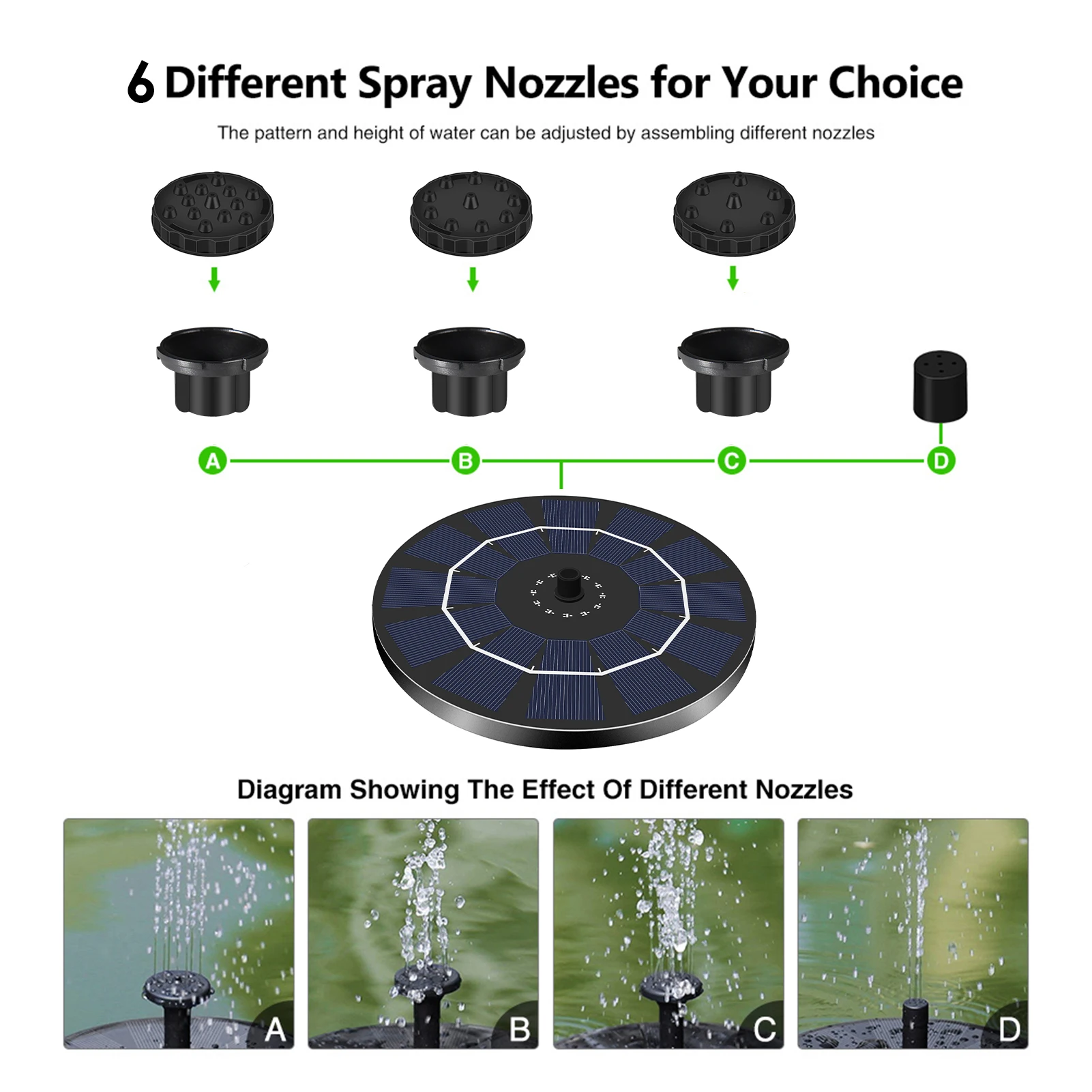 

Solar Fountain Multi-purpose Swimming Pools Fountain 2021 Upgraded Version 7 Different Nozzles