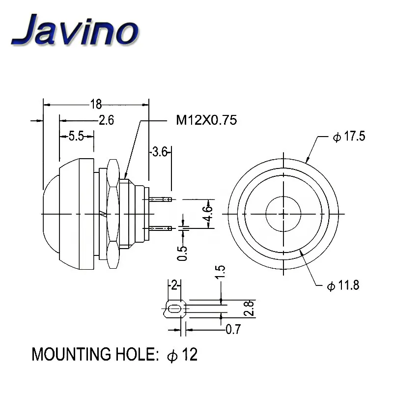 Мини 2 контактный переключатель 12 мм 1A водонепроницаемый pbs33b В Мгновенный